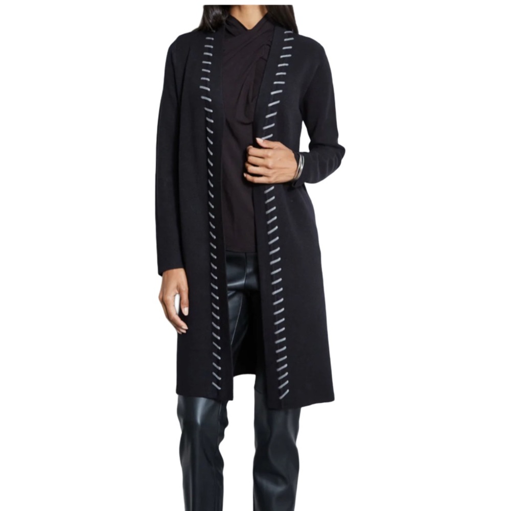 Tahari Long Whipstitch Cardigan